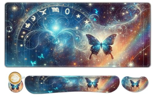 ToLuLu Large Mouse Pad Set Wrist Rest Desk Pad for Keyboard and Mouse 4 Pack 90x40cm Large XXL Mouse Pad Non-Slip Base Stitched Edges Mouse Pad Home Office