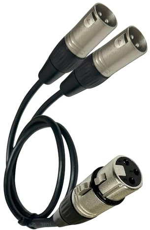 Balanced 4ft XLR Splitter Cable, XLR Splitter 1 Female to 2 Male Cable, XLR Y Cable, Microphone Splitter with 1 XLR Female to 2 XLR Male for Professional Audio Recording, XLR Splitter Box (4 Feet)