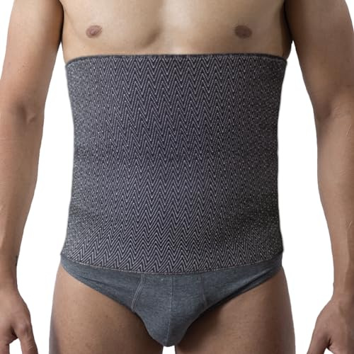 Beman - 5054 Bauchgurt aus Wolle für Herren und Damen, Körperwärmer, elastischer Lendenwirbelgurt, hypoallergene Rückenstütze (Schwarz, 4)