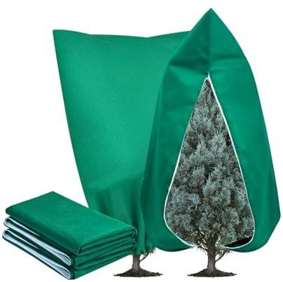 KATIMI 2PCS Funda para Plantas, 80 × 120 cm Manta Termica Plantas, Protección de Plantas de Invierno, Manta Térmica para Plantas con Cremallera y Cordón, para Todo Tipo de Árboles