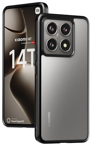 Eastcoo Slim Fit Hülle für Xiaomi 14T, [Hard Frosted PC Back+Soft Black TPU Bumper] Leichte stoßfeste Schutzhülle für Xiaomi 14T, Schwarz