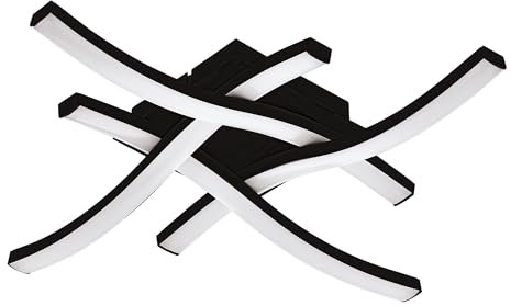 EGLO LED Deckenleuchte Cabezas-E, stabförmige Deckenlampe, Wohnzimmerlampe aus Metall und Kunststoff in schwarz weiß, Lampe Decke Wohnzimmer, warmweiß, 40 x 40 cm