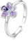 Qings Silberring Damen 925 Silber Blume Ringe Verstellbar Lris Blumenring Minimalistischer Ring Lila Öffnen Silber Ringe Schmuck für Frauen Mädchen
