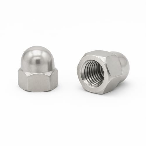 NOLDAR | Tuercas ciegas hexagonales DIN 1587. Acero inoxidable (AISI 304). Incluye 50 unidades. Métrico M10. Paso de rosca 1,5 (estándar).