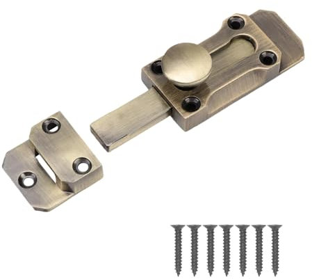 3 Inch Brass Door Bolt Heavy Duty Door Locks,Doors Bolts for Internal Doors with Screws,doors Deadbolt Heavy Duty door Lock Interior Antique Zinc Alloy Security Latch,for Garden Gate Shed door Window.