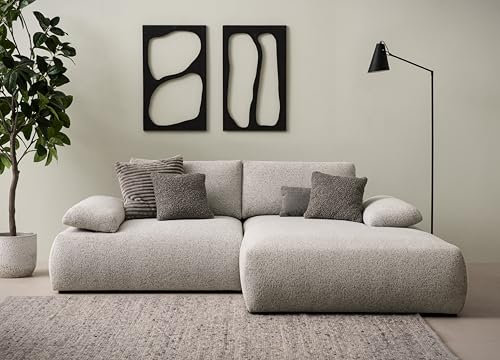 DOMO. collection Ecksofa Soto, kleines Sofa in L-Form mit Taschenfederkern, Eckcouch, Modulsofa 244 x 188 x 80 cm (BxTxH), Silber-grau