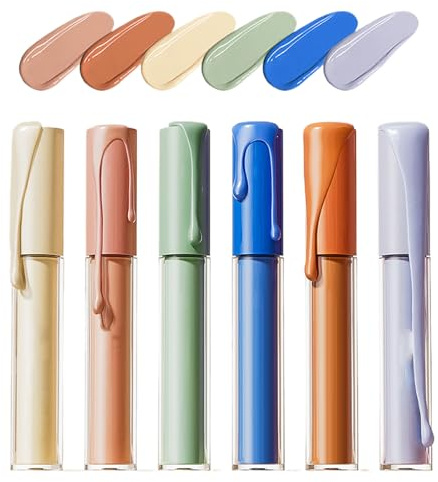 Undereye Concealer, 6 x vollständige Abdeckung des feuchtigkeitsspendenden Concealers | Konturenstift für Gesicht mischbar für reifes Make-up bei Rötungen der Haut