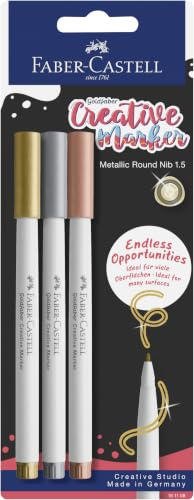 FABER-CASTELL - Goldfaber Creative Marker 3er Set Metallic | Wasserfeste Metallic-Marker mit 1,5 mm Spitze für kreative Akzente