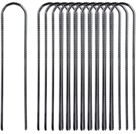 LOLYSIC 12 Stück Bodenanker Trampolin, 30CM Erdanker Trampolin, U-förmig Verzinkt Bodenanker Zeltheringe, Trampolinhaken Zeltheringe, Sturmzeltheringe zur Befestigung von Zäunen, Camping (Dicke: 6 mm)
