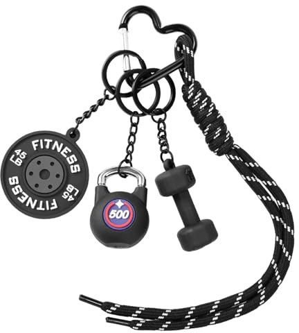 Sinbana Fitnessstudio Schlüsselanhänger, Schwarze Hantel Kugelhantel Geschenk Motivierendes Zubehör für Sportliebhaber Trainer