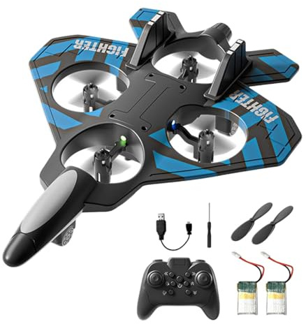 MotiveTech Remote Control Airplane Radio Controlled Glider Fighter Airplane Toy Foam Model for 360 Degree Flips And Night Suitable for Kids, Blue with 2 Battery