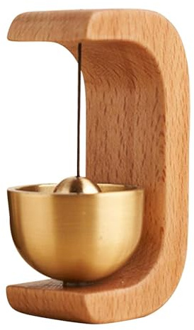 Sonnette de marchand - Sonnette de porte magnétique - Sonnette vintage en bois avec cloche en laiton, décoration et adhésif sans fil | Sonnettes pour porche, mur, jardin et magasin