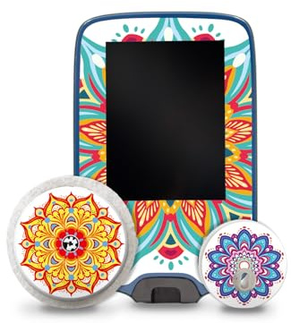 Finest Folia Aufkleber Mandala kompatibel mit Abbott Freestyle Libre 2+3 | Designfolie für Blutzuckermessgerät Sensor & Lesegerät Sticker Set selbstklebend Zubehör kratzfest für Kinder wasserfest