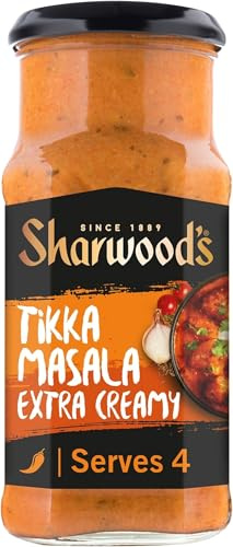 Sharwood's Tikka Masala Sauce, Extra Creamy, 420 g Jar (6-Pack) | Rich & Velvety Texture, Authentic Tomato & Cream Blend, Easy to Use, Perfect with Rice or Naan