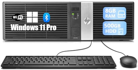 HP RP5 5810 SFF Ordenador de sobremesa, Intel Pentium G3420, 8 GB de RAM, Disco Duro de 500 GB HDD, Teclado QWERTY Estadounidense, WiFi, Bluetooth, Windows 11 Pro (reacondicionado)