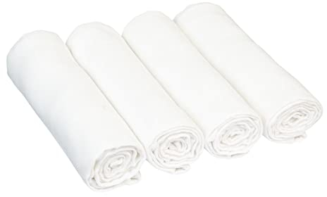 Bornino 4er Pack Mullwindeln Basics, Stoffwindeln, Spucktücher saugstark, 80x80 cm, weiß