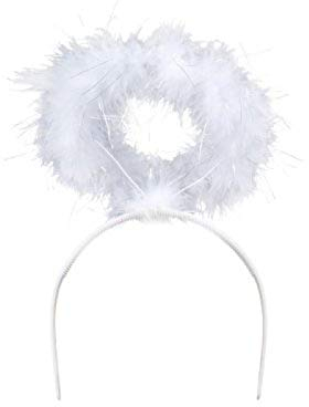 Alsino Engel Haarreif Fasching Heiligenschein Kopfschmuck Weiss Weiße Federn Kinder Erwachsene Kopfbedeckung Haarschmuck