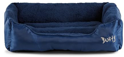 Bunty Deluxe Dog Bed - Small, Medium to XXL Calming Washable Dog Bed - Non-Slip Base, Raised Walls, Fleece Lined Interior, Plush Cushioning, Insulates & Retains Heat - Large, Blue