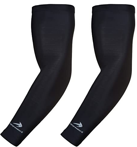 CompressionZ Arm Sleeves For Kids (1 Pair) Compression - Boys, Girls, Youth Basketball Shooter Sleeve - Best Elbow Warmers Protection For Football, Baseball, Running, Volleyball, Athletic Sports