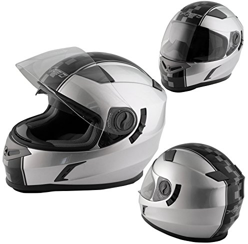 A-Pro Integralhelm Motorradhelm Rollerhelm Innensonnenblende Helm Silber M