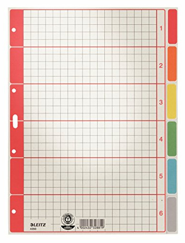 25x Leitz 4350-00-85 Karton-Register extrastark blanko A4 6-teilig Grau