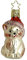 Christbaumschmuck Glas 7cm Katze mit Weihnachtsmütze mundgeblasen handbemalt Weihnachtskugeln beige