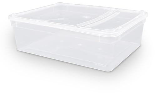 BraPlast Dose transp. Deckel, Transparent, 3,0 L - 24,5x18,5x7,5 cm | Stapelbare Kunststoff Aufbewahrungsbox, Auch in 0,8 L, 1,3 L oder 5,8 Liter erhältlich, Auch in Weiß oder Schwarz erhältlich