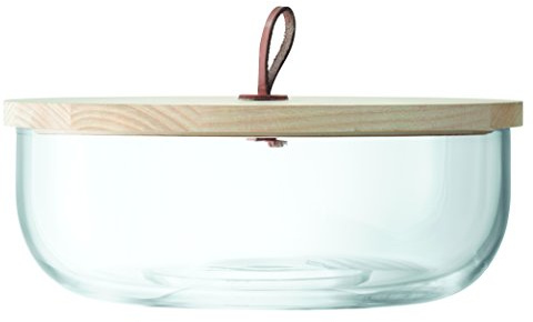 LSA Ivalo Container & Ash Lid H11cm Clear| 1 Unit | Mouthblown & Handmade Glass | Hand Planed Wood | IV04