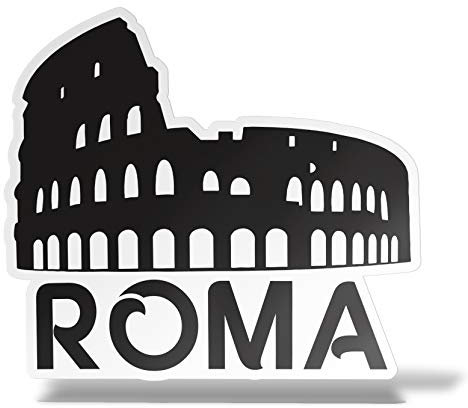 erreinge Sticker Roma Colosseo Italia Souvenir Adesivo Sagomato in PVC per Decalcomania Parete Murale Auto Moto Casco Camper Laptop - cm 12