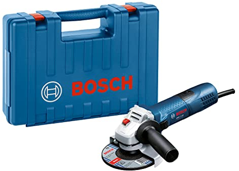 Bosch Professional Winkelschleifer GWS 7-115 (Scheiben-Ø 115mm, 720 Watt, mit Wiederanlaufschutz, Zusatzhandgriff, Aufnahmeflansch, Schutzhaube, Spannmutter & Zweilochschlüssel, im Handwerkerkoffer), 0601388107