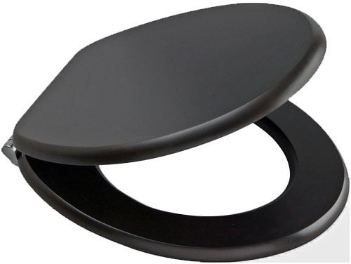 18 Black Wooden Toilet Seat - Bathroom Wc with Fittings Easy Clean Heavy Duty Inch | Strong Quality Durable Long Lasting | Easy Clean Wipe Smooth Surface