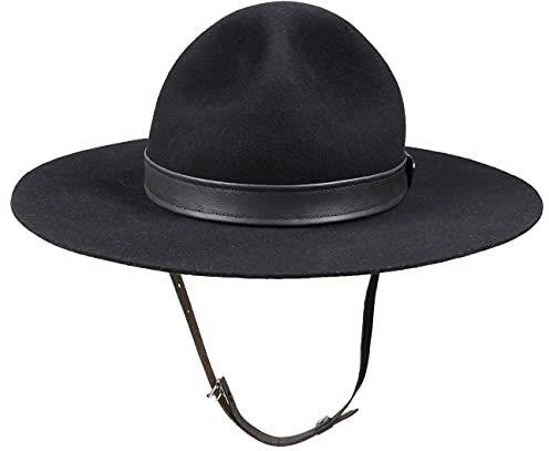 LIERYS Pfadfinder Filzhut Unifarben mit Ledergarniturband Made in Canada Herren alle Jahreszeiten schwarz 57 cm