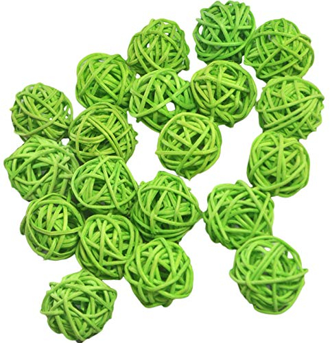 20 Stück Natur Wicker Rattan Kugeln Tischschmuck Hochzeit Party zum Aufhängen Wobble Ball Weihnachten Deko 3cm Grün