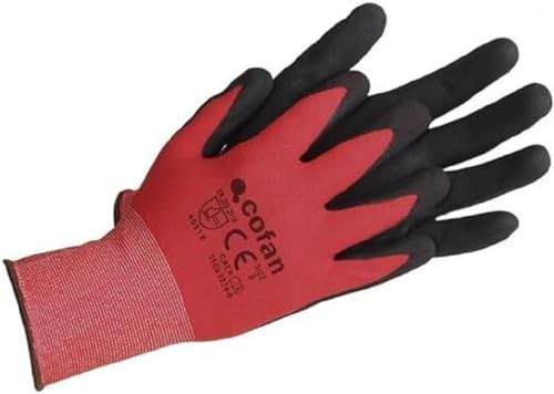 Cofan - Guante Impregnado Nitrilo Foam, Rojo Negro, Talla: 9