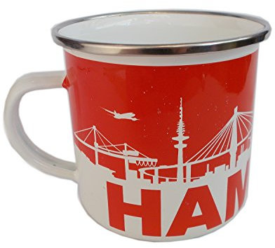 Unbekannt Hamburg Becher aus Metall mit Skyline Wappen und Schriftzug Rot 300ml