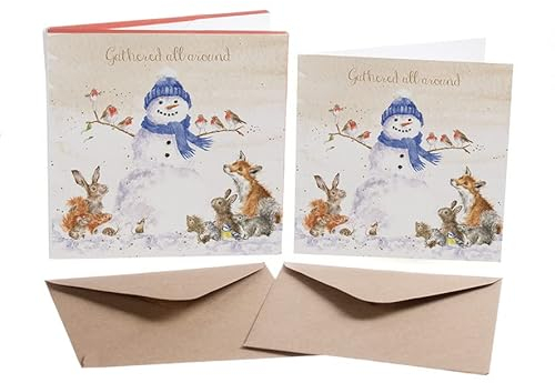 Wrendale Designs by Hannah Dale - „Gathered All Around“ - Weihnachtskarten-Schachtelset - 8 Stück