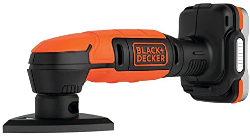 BLACK+DECKER Akku-Detailschleifer, dreieckig, 89 mm, 1 Akku, 40 Minuten mit einem einzigen Akku, 1 Netz-Schleifmittel, Lieferung mit einer Aufbewahrungstasche, 12 V – BDCDS12S1-QW