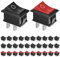 KeeYees 30 PCS Pulsante Interruttore a bilanciere AC 6A / 250V 10A / 125V 2 Pin 2 Posizioni On/off Barche Interruttore a bilanciere, Rot/Nero