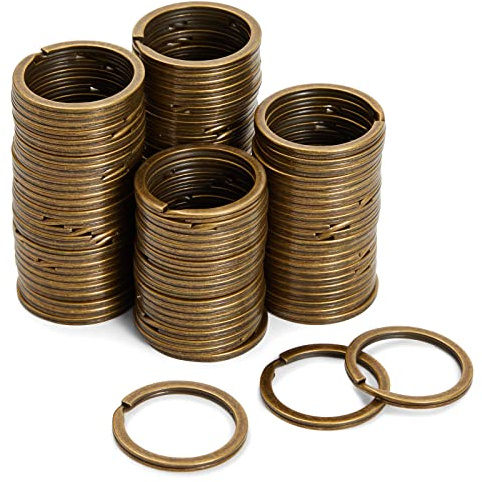 100 Count Brass Key Chain Rings Heavy Duty for Crafts, Home, Car Keys, DIY Projects (1.2 in)