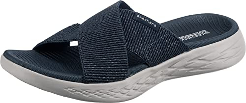 Skechers Damen On-the-go 600 Glistening Sandale, Navy Textile, 38 EU