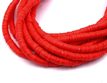 c 1 Chapelet Perles heishi (Rouge Indien)