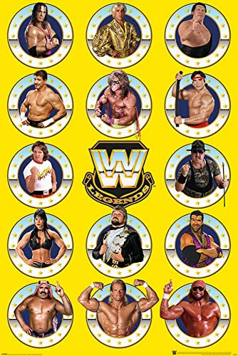 Wrestling - WWE - Legends Chrome - Sport Poster Wrestling - Grösse 61x91,5 cm + 2 St Posterleisten Kunststoff 62 cm transparent