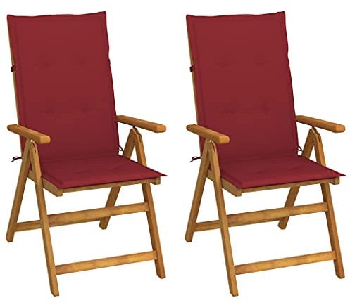 vidaXL 2X Akazienholz Massiv Garten Liegestuhl mit Kissen Hochlehner Gartenstuhl Holzstuhl Stuhl Stühle Klappstuhl Gartensessel Gartenstühle