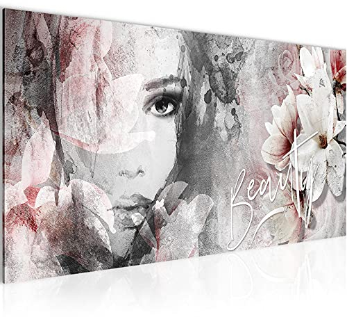 Runa Art Wandbild Blumen Vintage 1 Teilig 100 x 40 cm Modern Bild auf Vlies Leinwand Frau Wohnzimmer Bunt 039312a