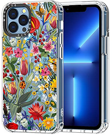 MOSNOVO für iPhone 13 Pro Max Hülle – Durchsichtige, schlanke, stoßfeste TPU+PC-Handyhülle, [6,6 Fuß Fallschutz/Anti-Abziehen] - Im Garten