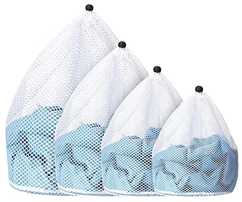 Wäschesack Mesh Wäschenetze Wäschebeutel 4 Stück für Waschmaschine Haltbarer Netz Wäschenetz mit Kordelzug für Unterwäsche, Hemden, Socken, Plüschtiere usw.