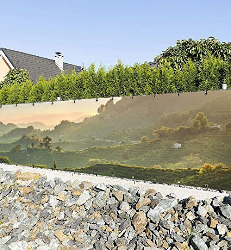 MyMaxxi Zaunbanner Sichtschutz - gezeichnete minimalistische Berge - Abdeckung für Terrasse Zaun - Windschutz Sonnenschutz Blickdicht - Zaunverkleidung wetterfest -