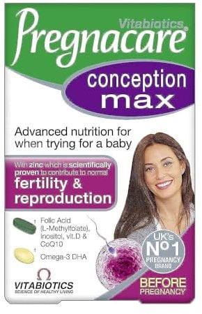 Pregnacare Conception Max - Pregnancy Vitamins - UK's No.1 Pregnancy Brand. Greater Prenatal Care for Women, Supplement with Added Omega-3 DHA for Normal Brain and Eye Development. by Vitabiotics