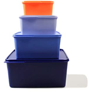 Tupperware frigorifero 5 L+2,5 L+1,2 L+500 ml blu scuro+blu+viola+arancio fresco angolo fresco