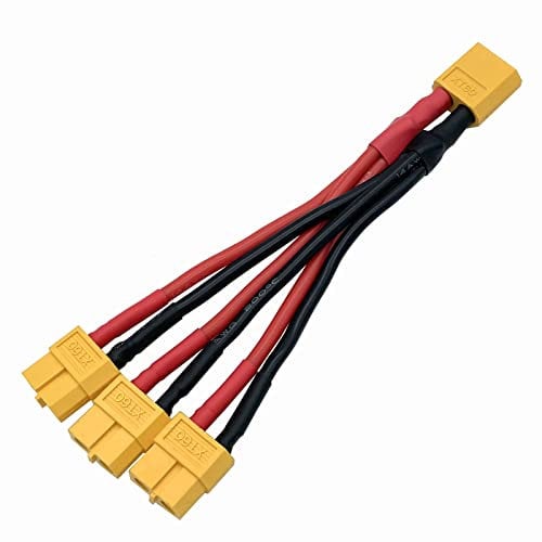 XT60 Parallel Battery Connector Male/Female Cable Extension Y Splitter 3-Way 14AWG Silicone Wire for RC Battery Motor (1 Male to 3 Female)
